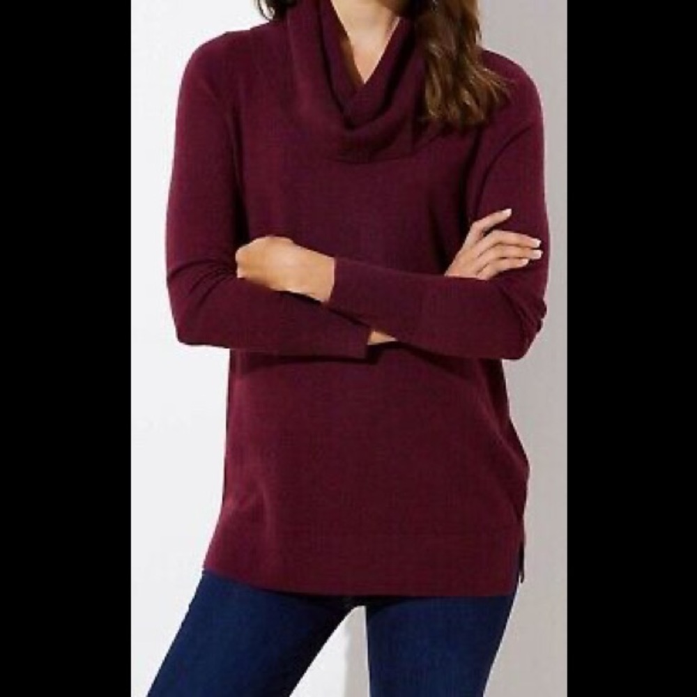 Loft Cowl Neck Maroon Sweater